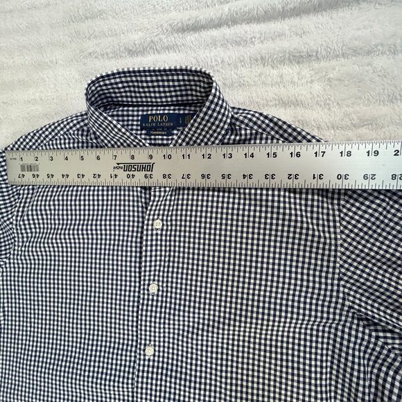 Polo Ralph Lauren Men Performance Gingham Button-Up Long-Sleeve Shirt Large Blue - Picture 6 of 8